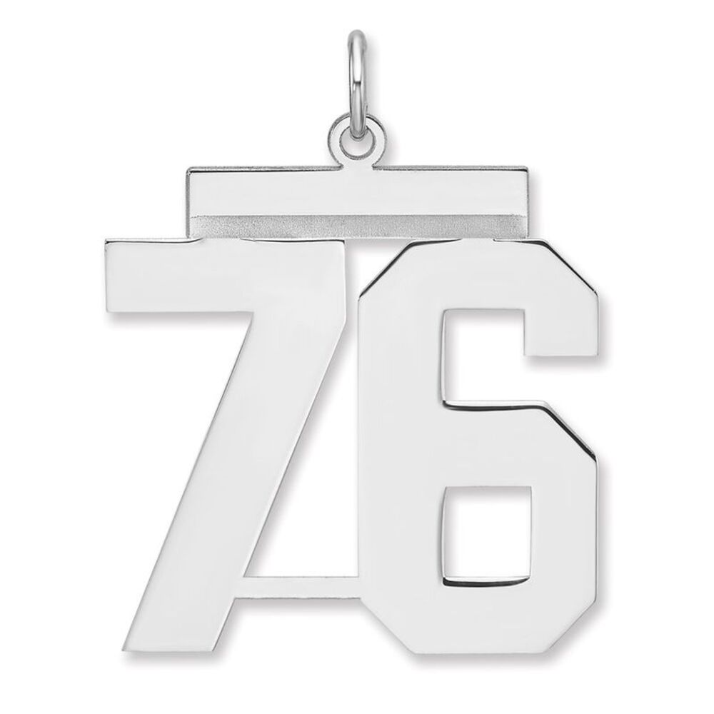 Sterling Silver, Athletic Collection, XL Polished Number 76 Pendant